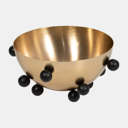 18148#Metal, 13" Bubble Bowl, Gold/black