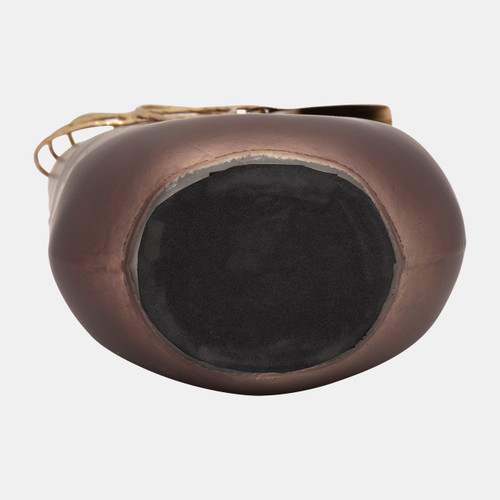 18156-02#Glass, 16" Glamorous Vase W Necklace, Gold