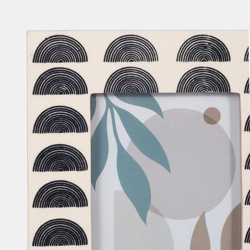 18165-01#Resin, 4x6 Black Arches Photo Frame, Ivory/black