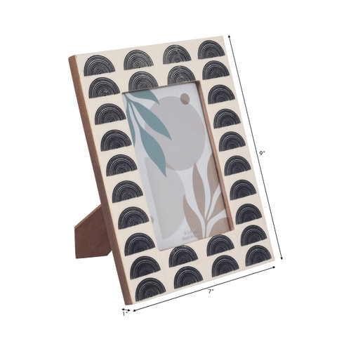 18165-01#Resin, 4x6 Black Arches Photo Frame, Ivory/black