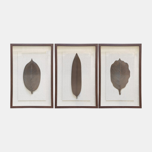 70283#16x24 S/3 Leaf Shadow Boxes, Bronze