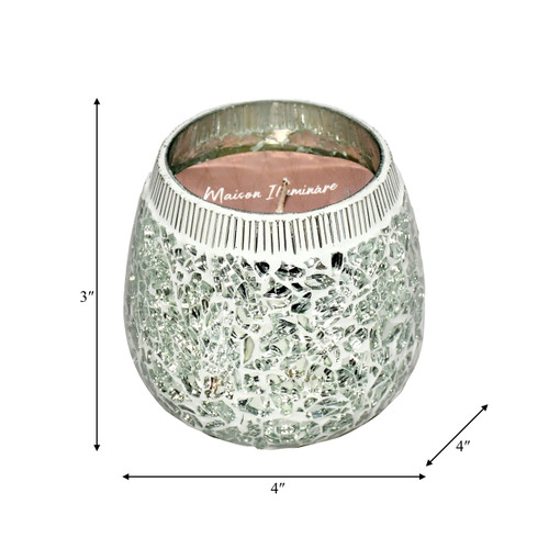 80253-01#4" 11 Oz Santal Vanilla Mosaic Candle, Silver