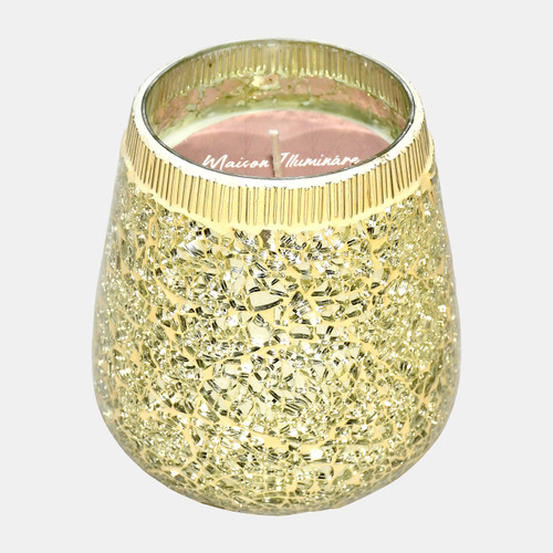80253-04#6" 18 Oz Spiced Pear Mosaic Candle, Champagne