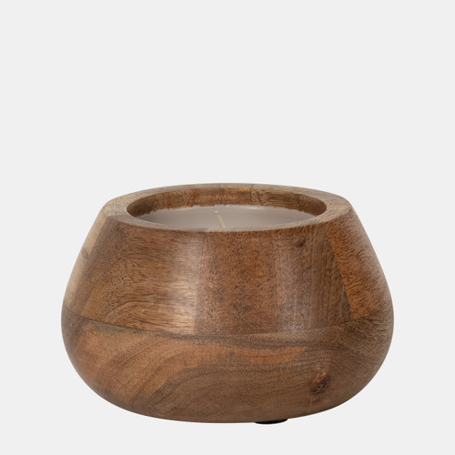 80270-01#6" 10 Oz Vanilla Modern Wood Bowl Candle, Natural