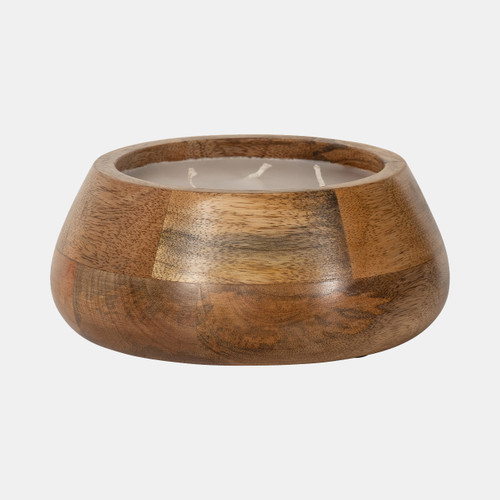 80270-02#8" 15 Oz Vanilla Modern Wood Bowl Candle, Natural