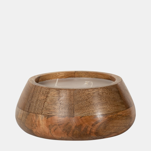 80270-02#8" 15 Oz Vanilla Modern Wood Bowl Candle, Natural