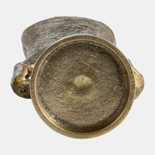 18182-02#Metal, 9" Crossed Arms Pillar Candleholder, Gold
