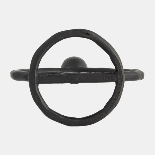 18184-02#Metal, 8" Round Ring Taper Candleholder, Black