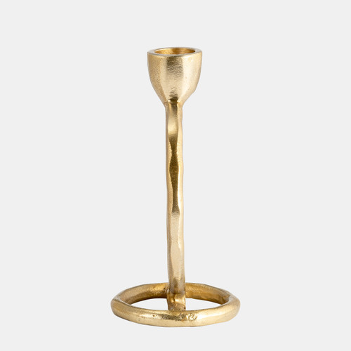 18184-05#Metal, 6" Round Ring Taper Candleholder, Gold