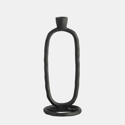 18185-02#Metal, 10" Open Oval Taper Candleholder, Black