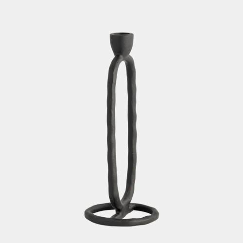 18185-02#Metal, 10" Open Oval Taper Candleholder, Black