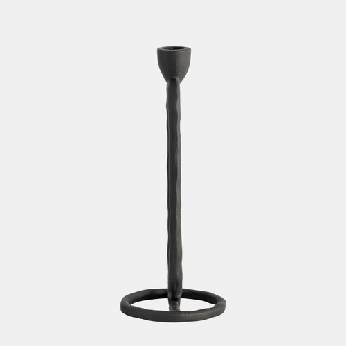 18185-02#Metal, 10" Open Oval Taper Candleholder, Black