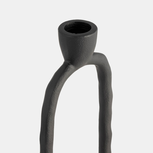 18185-02#Metal, 10" Open Oval Taper Candleholder, Black
