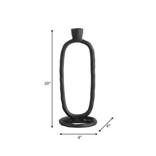 18185-02#Metal, 10" Open Oval Taper Candleholder, Black