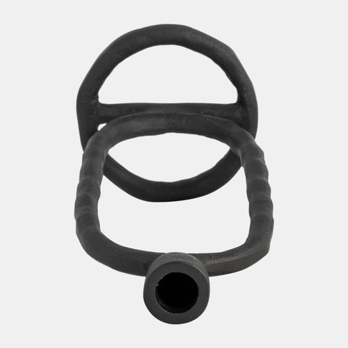 18185-03#Metal, 11" Open Oval Taper Candleholder, Black