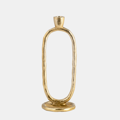 18185-08#Metal, 10" Open Oval Taper Candleholder, Gold