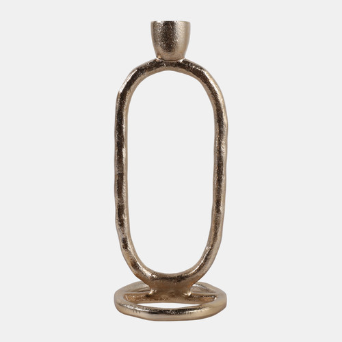18185-08#Metal, 10" Open Oval Taper Candleholder, Gold