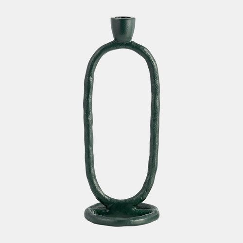 18185-12#Metal, 11" Open Oval Taper Candleholder, Dark Gree