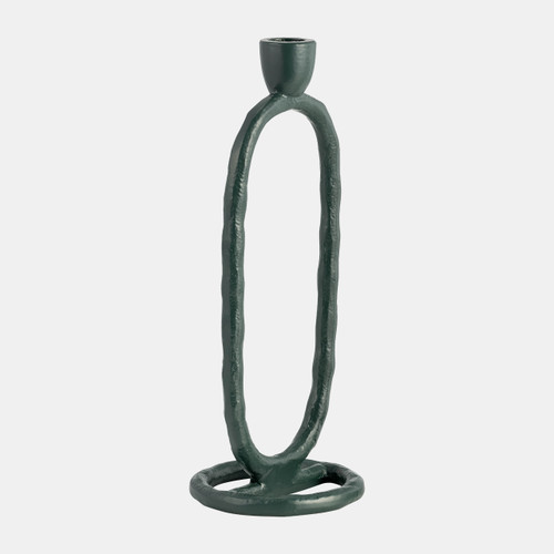 18185-12#Metal, 11" Open Oval Taper Candleholder, Dark Gree