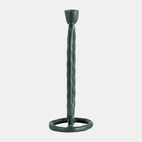 18185-12#Metal, 11" Open Oval Taper Candleholder, Dark Gree