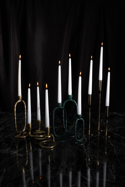 18185-12#Metal, 11" Open Oval Taper Candleholder, Dark Gree