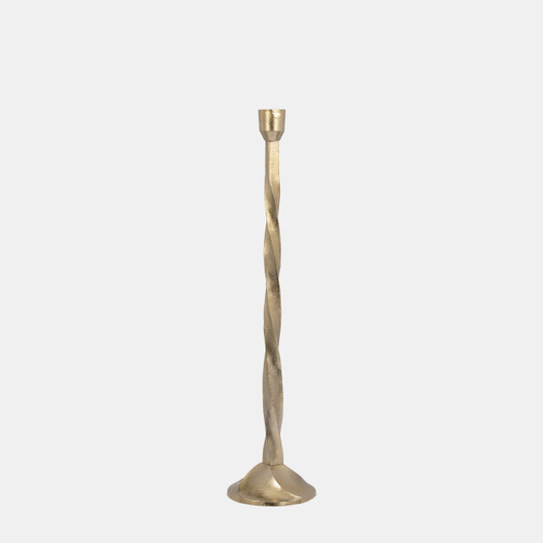 18203-01#Metal, 24" Twisted Floor Taper Candleholder, Gold