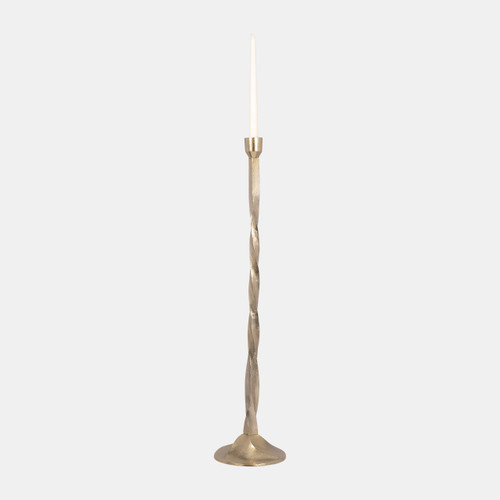 18203-02#Metal, 30" Twisted Floor Taper Candleholder, Gold