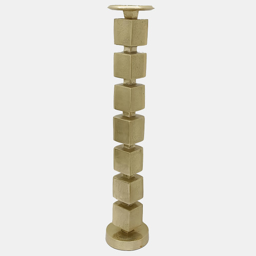 18210-03#Metal, 24" Stacked Cubes Candleholder, Gold