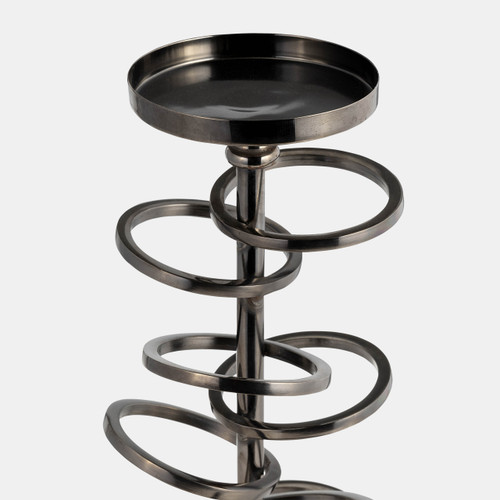 18211-01#Metal, 12" Ring Toss On Acrylic Candleholder, Gunm