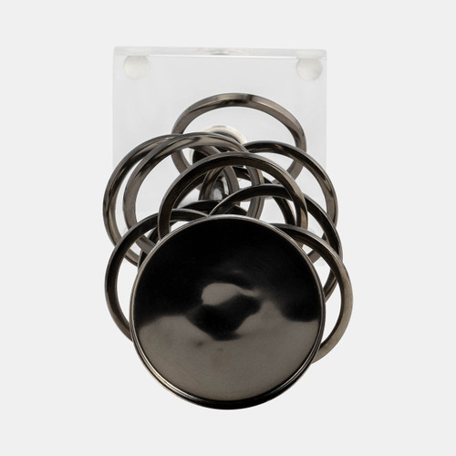18211-02#Metal, 15" Ring Toss On Acrylic Candleholder, Gunm