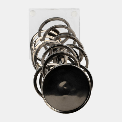 18211-03#Metal, 18" Ring Toss On Acrylic Candleholder, Gunm