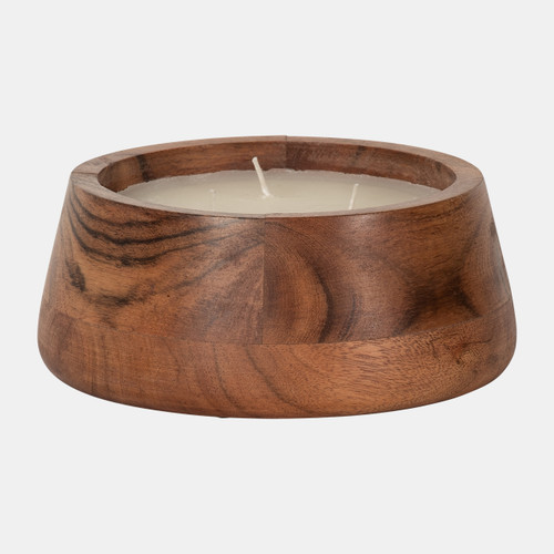 80267#6" 11 Oz Vanilla Wood Bowl Candle, Natural