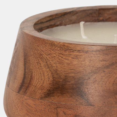 80267#6" 11 Oz Vanilla Wood Bowl Candle, Natural