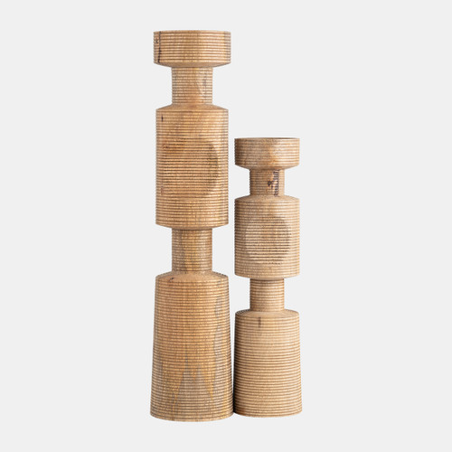 18194-01#Wood, 14" Nomad Pillar Candleholder, Natural