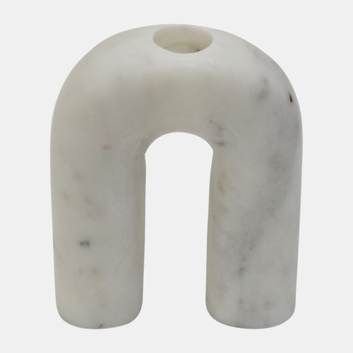 18205#Marble, 5" Taper Candleholder, White