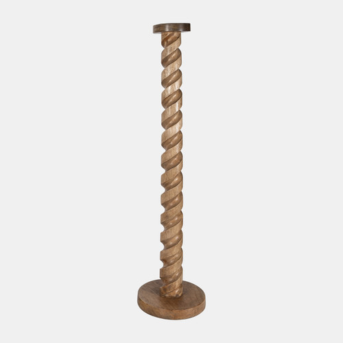 18218-03#Wood, 36" Spiral Floor Pillar Candleholder, Natura