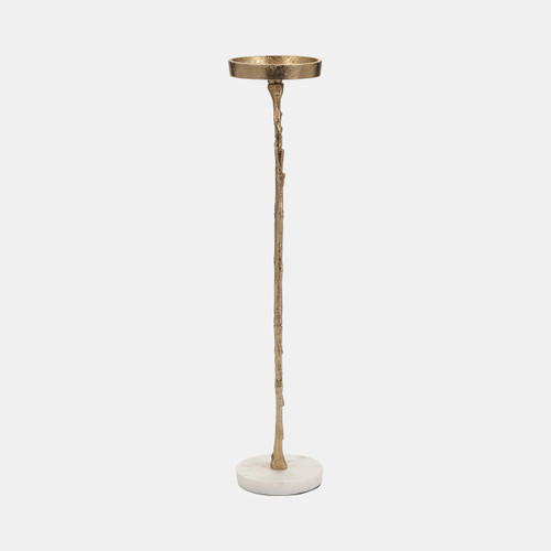 18227-03#Metal, 19" Contemporary Candle Holder, Gold