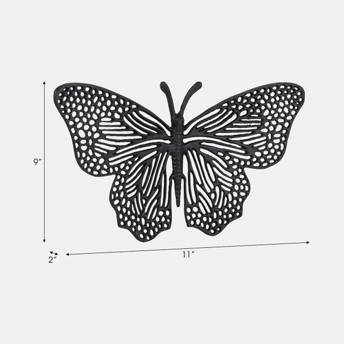 18229-02#Metal, 16" Wall Butterfly, Black