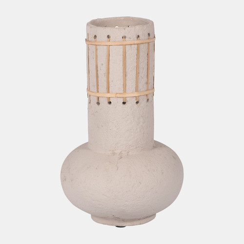18231-02#Ecomix, 12" Top Weave Nomad Vase, Ivory