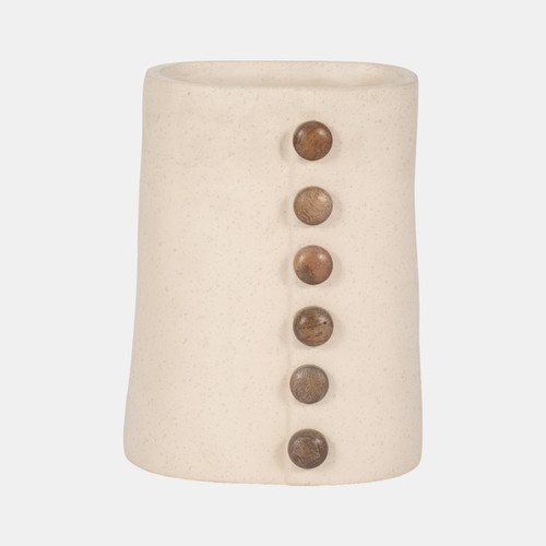 18232-02#Ecomix, 9" Button Vase, Ivory