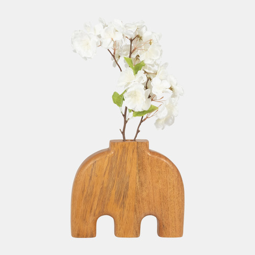 18241#Wood, 7" 3-legged Vase Natural