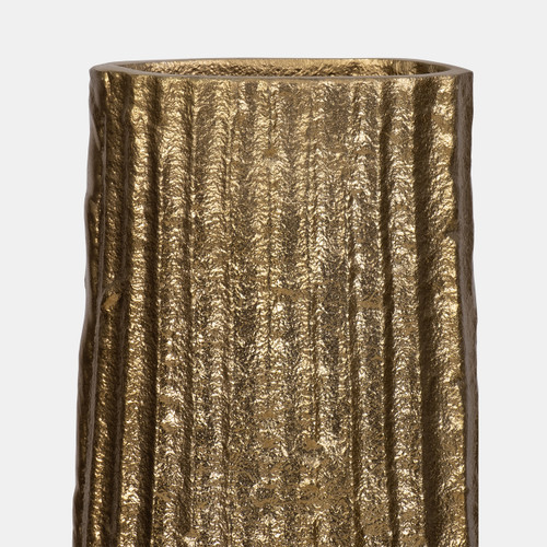 18242-01#Metal, 35" Ribbed Floor Vase, Gold