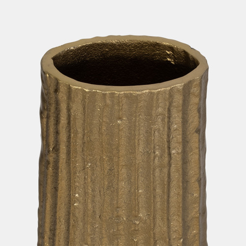 18242-03#Metal, 58" Ribbed Floor Vase, Gold
