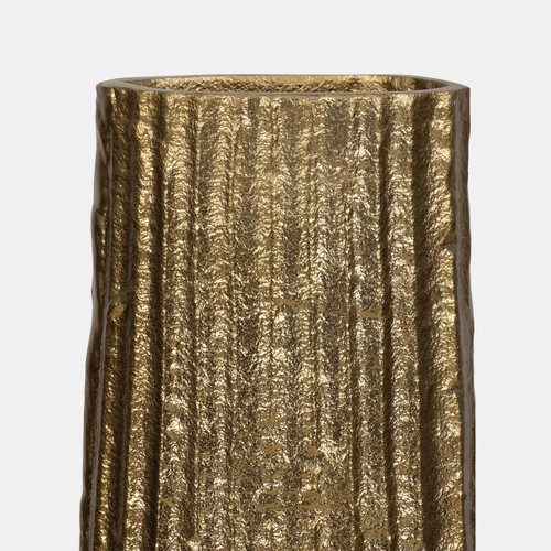 18242-03#Metal, 58" Ribbed Floor Vase, Gold