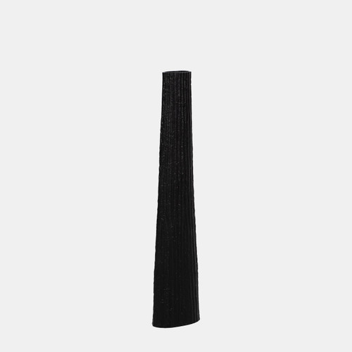 18242-04#Metal, 35" Ribbed Floor Vase, Black