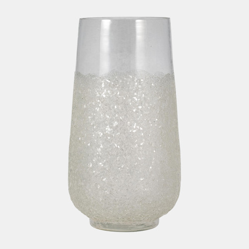 18258-02#Glass, 14" Sugar Vase, Clear