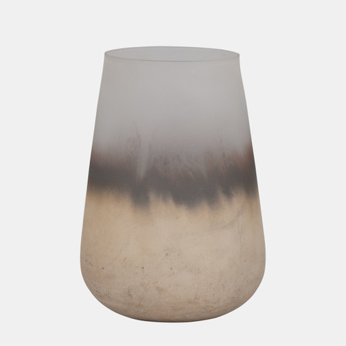 18259-01#Glass, 9" Antiqued Finish Vase, Ivory