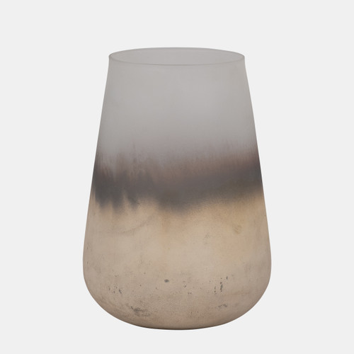 18259-01#Glass, 9" Antiqued Finish Vase, Ivory