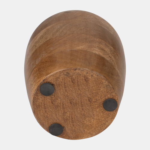 18261-01#Wood, 9" Jug Vase With Handle, Natural