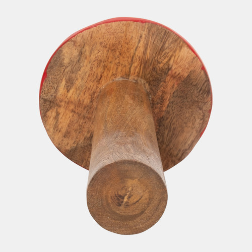 18275-03#Wood, 10" Toadstool Mushroom, Red